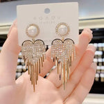 Pearl Crystal Waterfall Drop Earrings