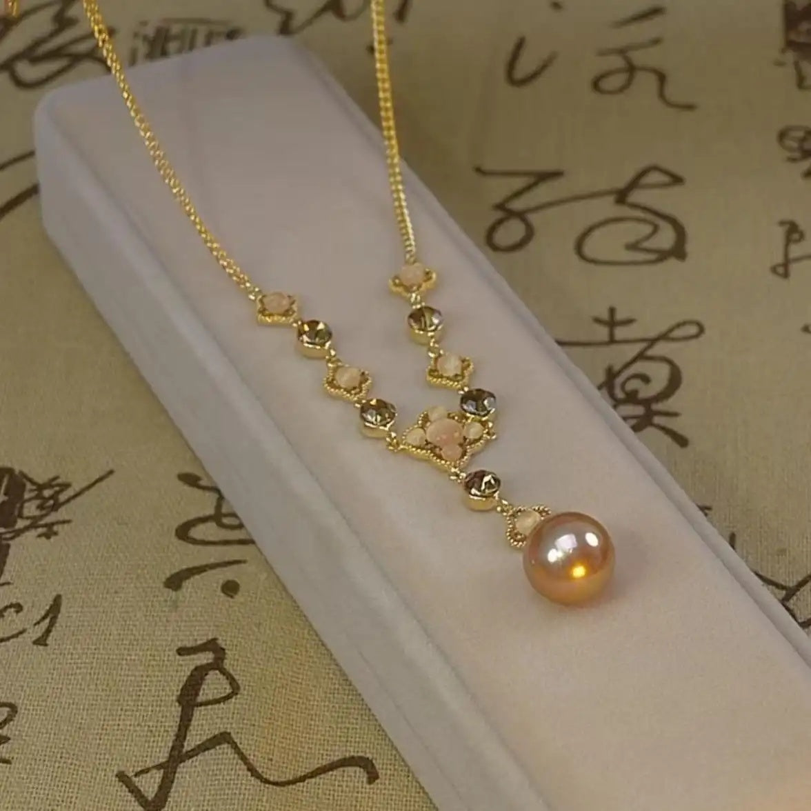 Pearl Flower Lariat Necklace
