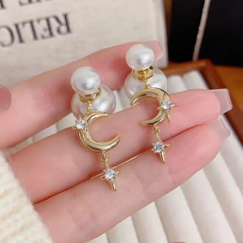 Pearl Front and Back Wearing Drop Earrings