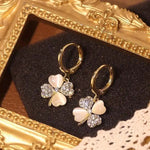 Pearl Geometric Diamond Clips Drop Earrings