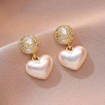 Pearl Heart Stud Earrings