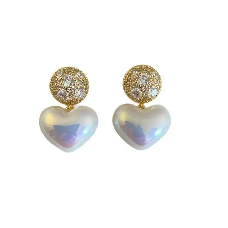Pearl Heart Stud Earrings