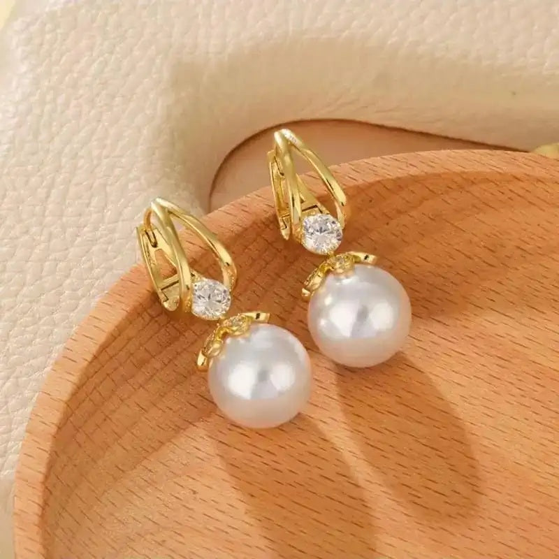 Pearl Retro Crystal Hoop Earrings