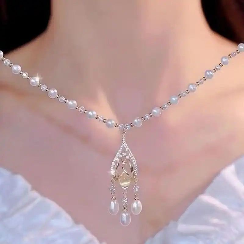 Pearl Trend Peacock Collar Chain Necklace