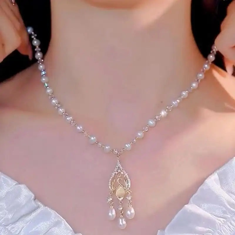 Pearl Trend Peacock Collar Chain Necklace