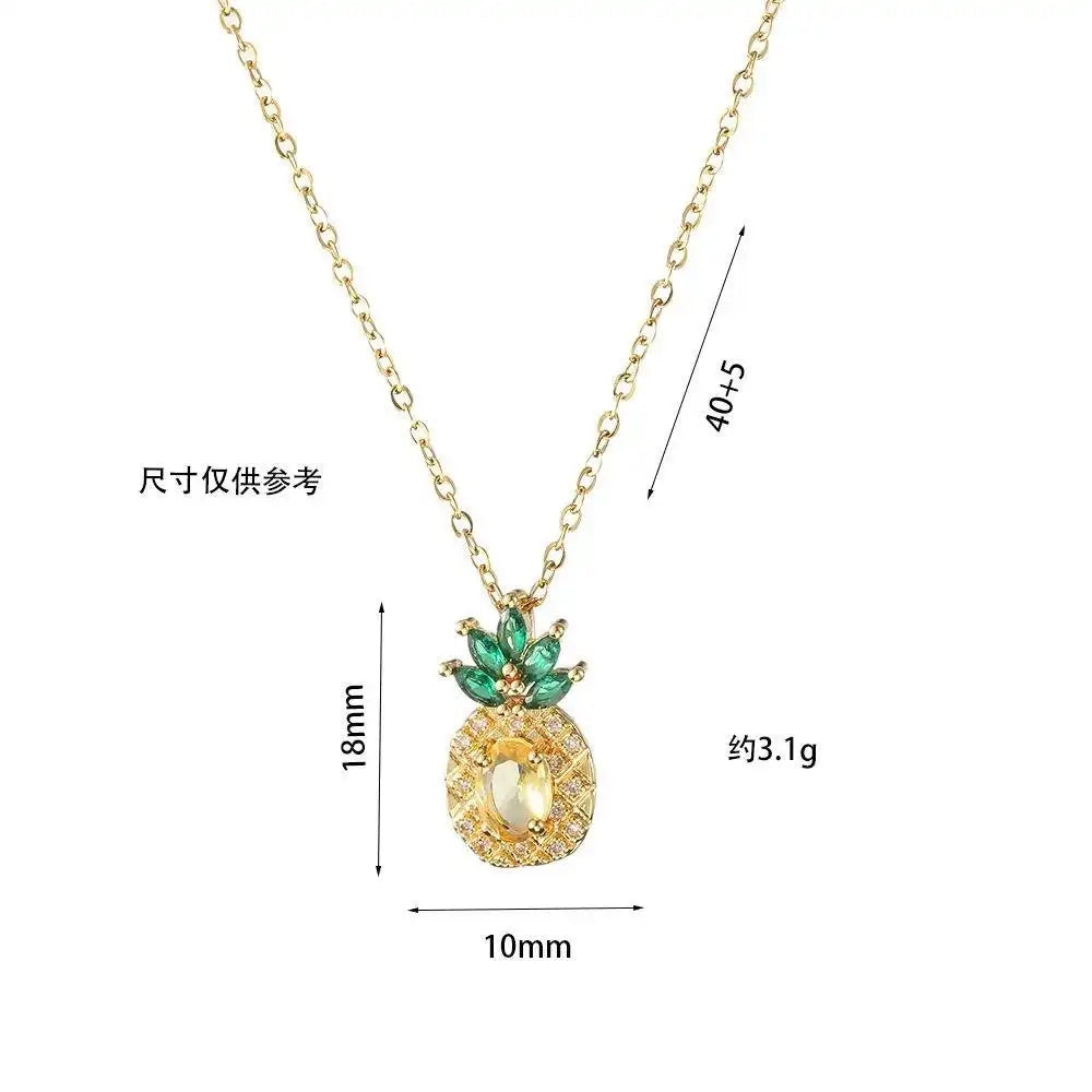 Pineapple Green Crystal and Yellow Necklace