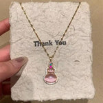Pink Cat Eye Gourd Pendant Necklace