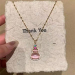 Pink Cat Eye Gourd Pendant Necklace