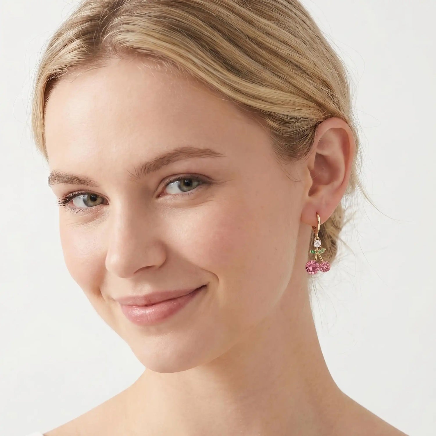 Pink Cherry Stud Earrings