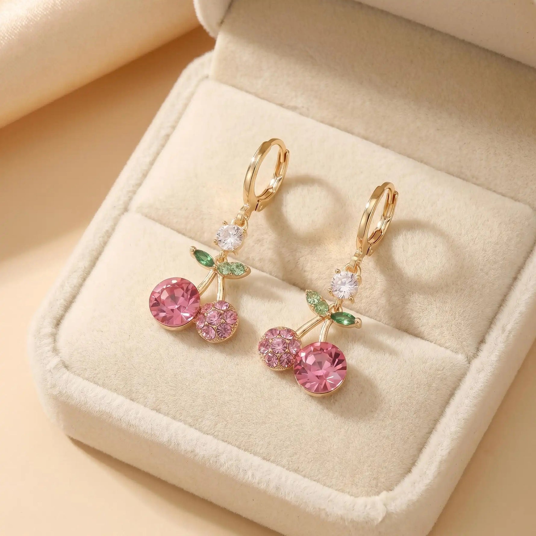 Pink Cherry Stud Earrings