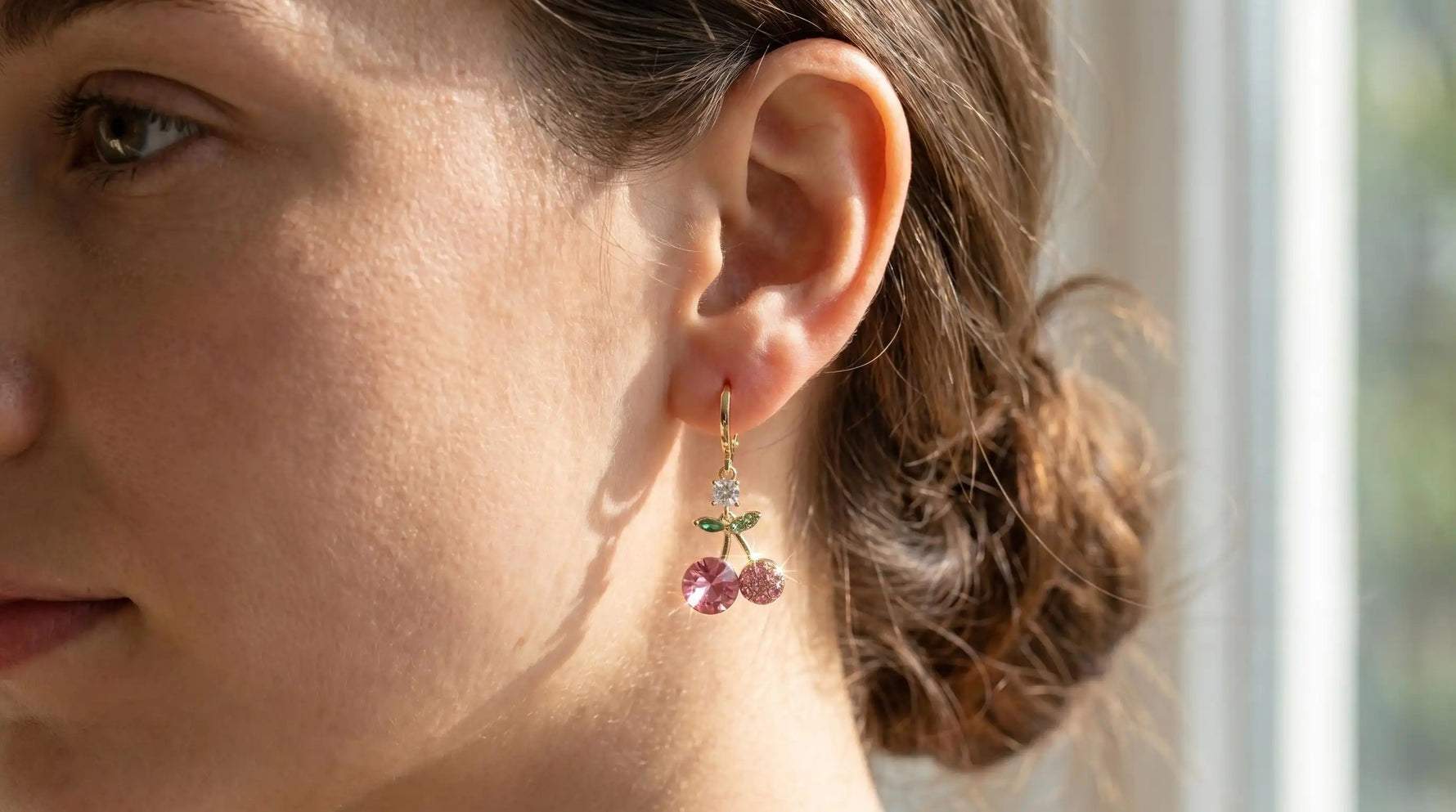 Pink Cherry Stud Earrings