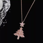 Pink Christmas Tree Pendant Necklace