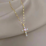 Pink Cross Gorgeous Crystal Collar Necklace