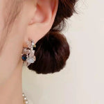 Pink Crystal Double-Sided Hoop Earrings