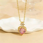 Pink Crystal Heart Necklace