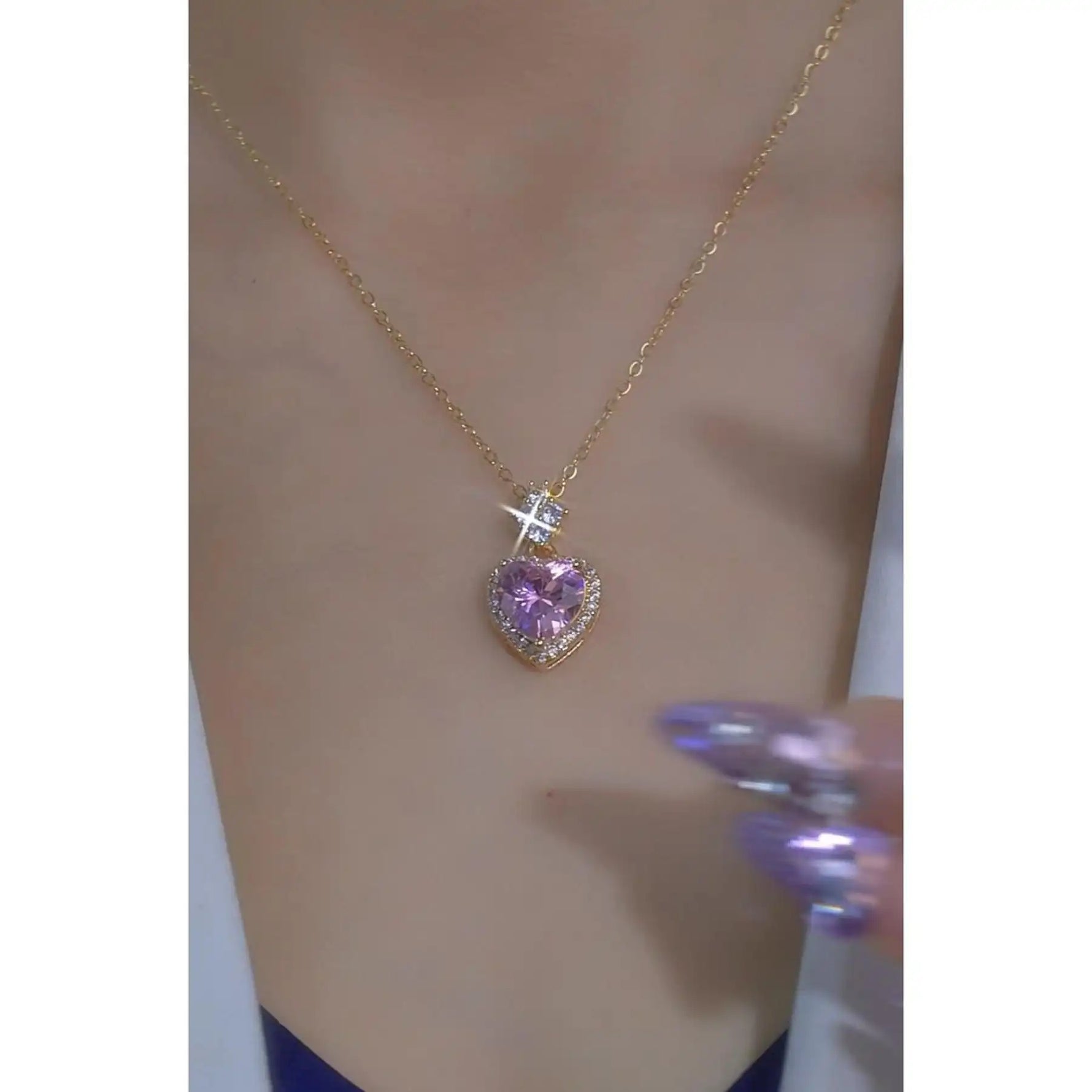 Pink Crystal Heart Necklace