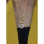 Pink Crystal Heart-Shaped Pendant Necklace