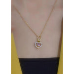 Pink Crystal Heart-Shaped Pendant Necklace