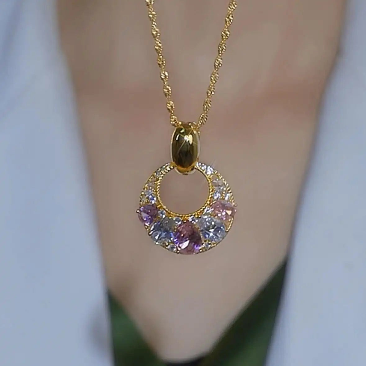 Pink Crystal Jewelry Set
