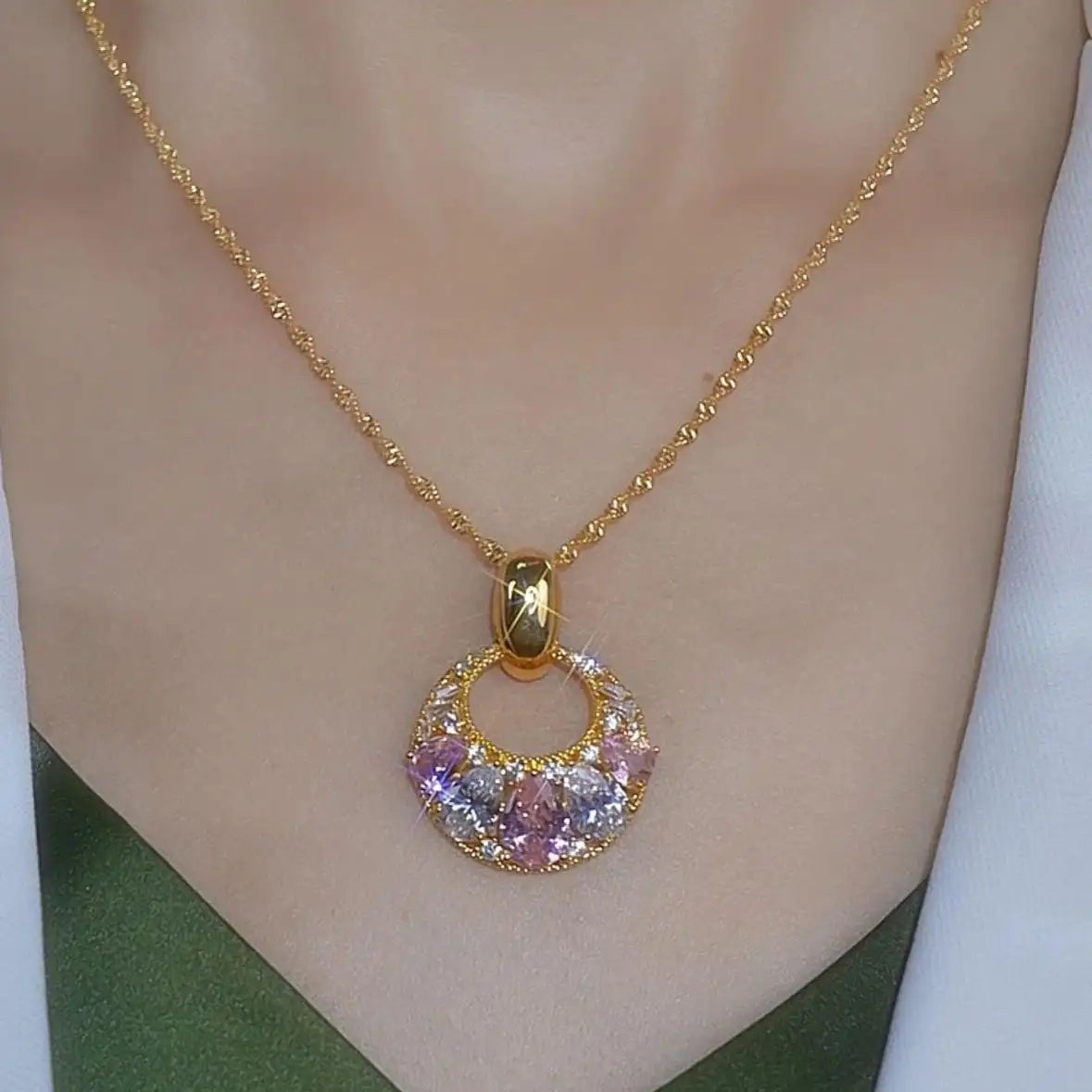 Pink Crystal Jewelry Set