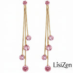 Pink Crystal Linear Drop Earrings