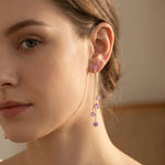 Pink Crystal Linear Drop Earrings