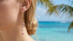 Pink Crystal Linear Drop Earrings