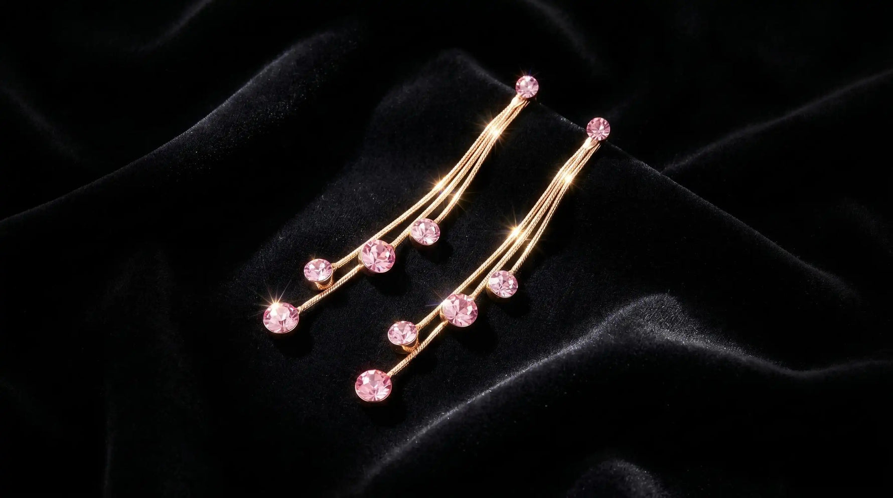 Pink Crystal Linear Drop Earrings