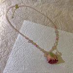 Pink Crystal Rose Flower Beaded Necklace