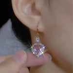 Pink Crystal Teardrop Clip-On Earrings
