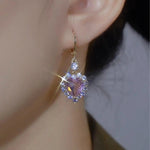 Pink Crystal Teardrop Clip-On Earrings