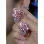 Pink Diamond Pearl Spring Summer Stud Earrings