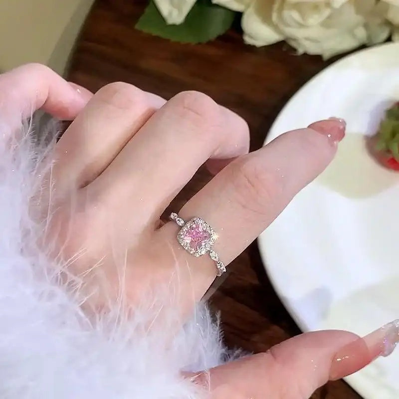 Pink Diamond Small Square Ring