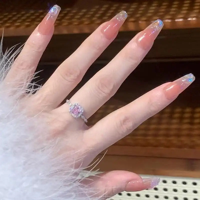 Pink Diamond Small Square Ring
