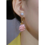 Pink Flower Clip-On for Non-Pierced Earrings
