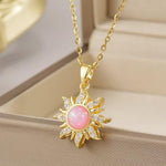 Pink Gradient Sun Pendant Necklace