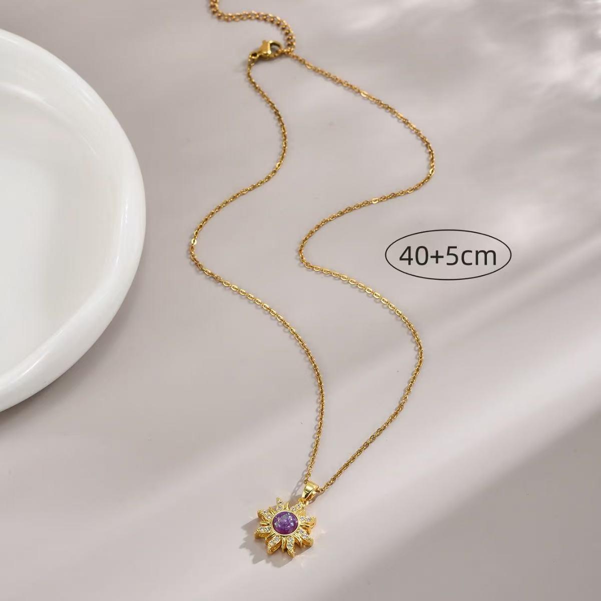 Pink Gradient Sun Pendant Necklace