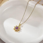 Pink Gradient Sun Pendant Necklace