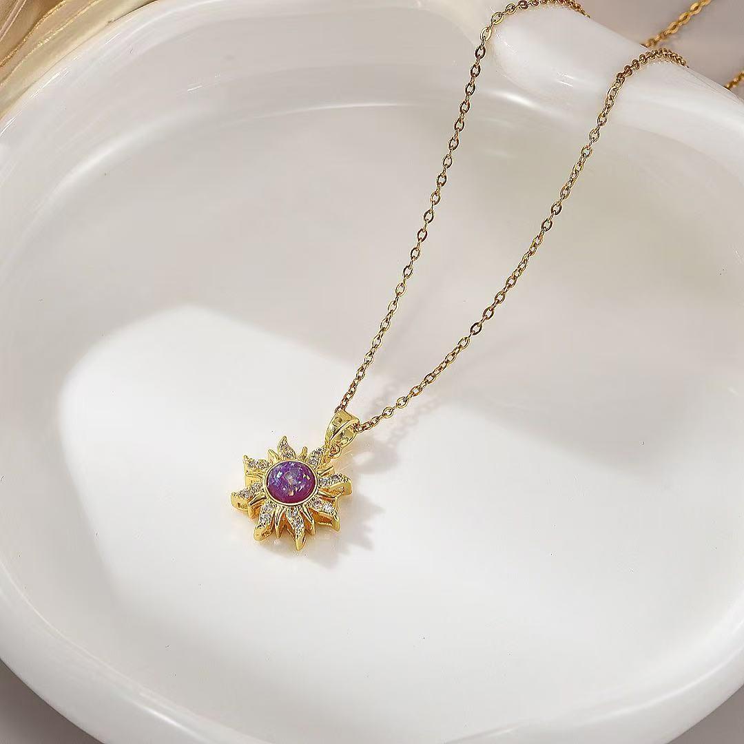 Pink Gradient Sun Pendant Necklace