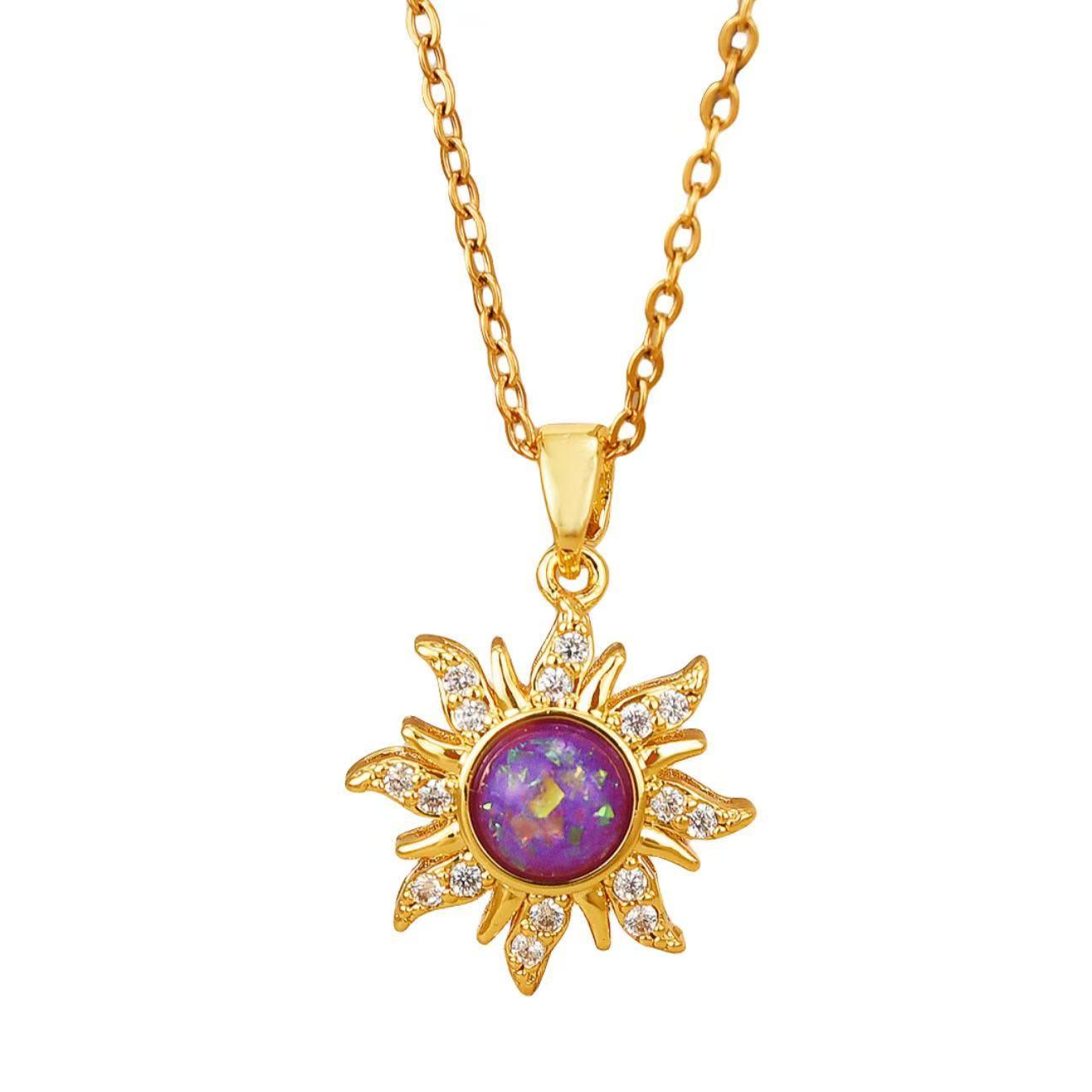 Pink Gradient Sun Pendant Necklace