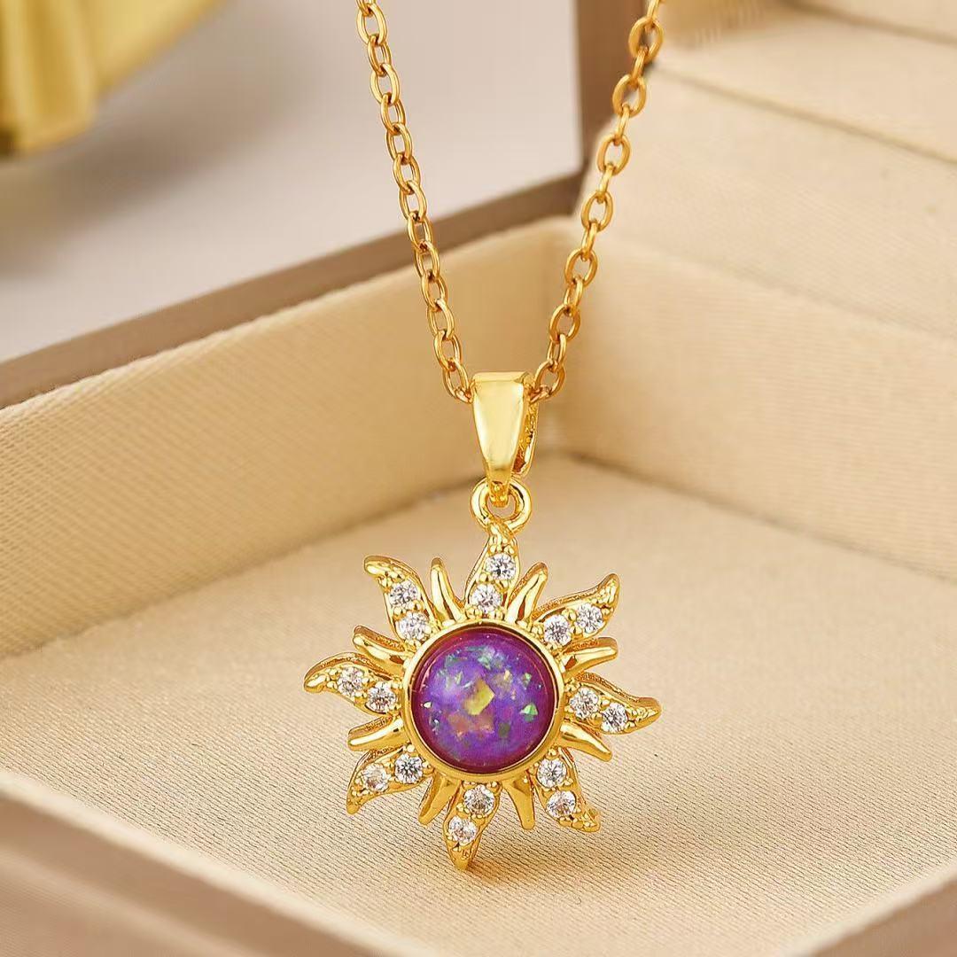 Pink Gradient Sun Pendant Necklace