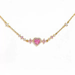 Pink Heart Crystal Centerpiece Bracelet