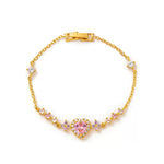 Pink Heart Crystal Centerpiece Bracelet