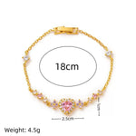 Pink Heart Crystal Centerpiece Bracelet