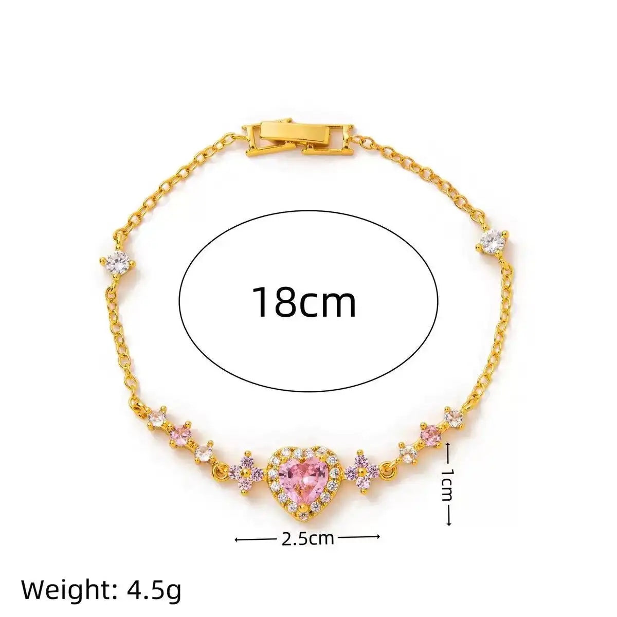 Pink Heart Crystal Centerpiece Bracelet
