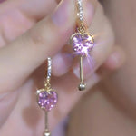 Pink Heart Crystal Earrings