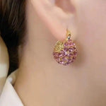Pink Lattice Crystal Drop Earrings