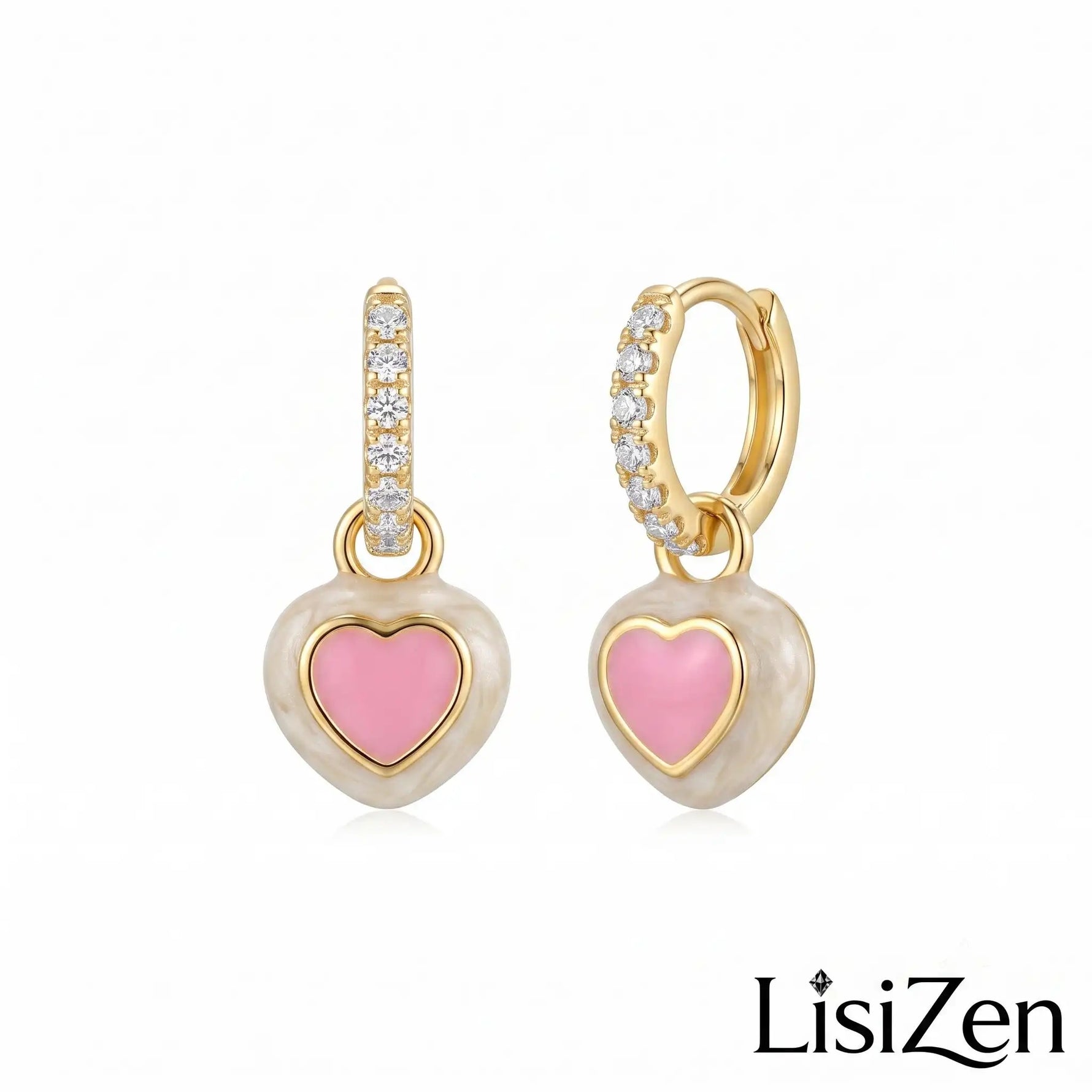 Pink Peach Posts Hoop Earrings