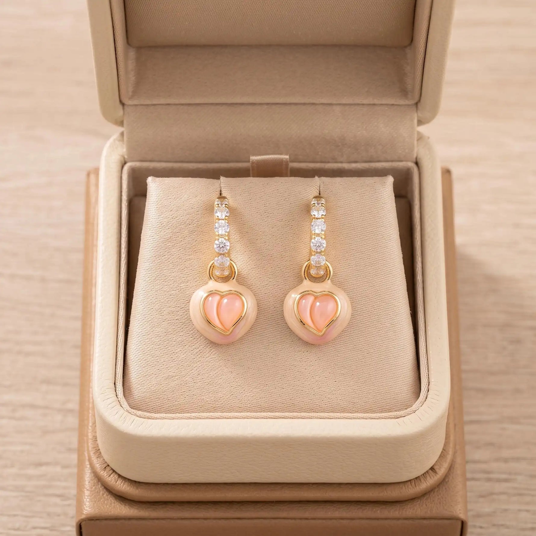 Pink Peach Posts Hoop Earrings