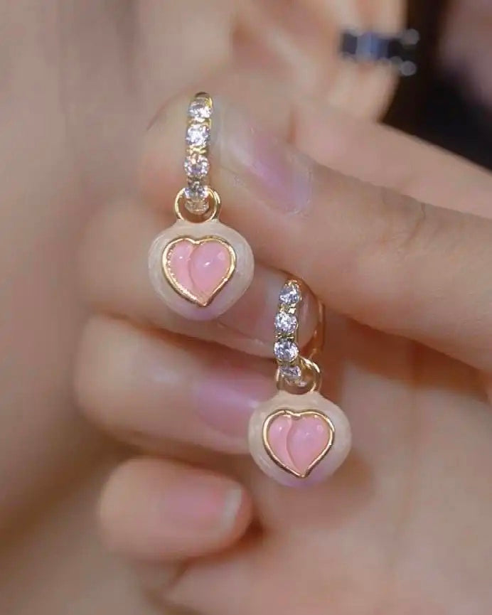 Pink Peach Posts Hoop Earrings
